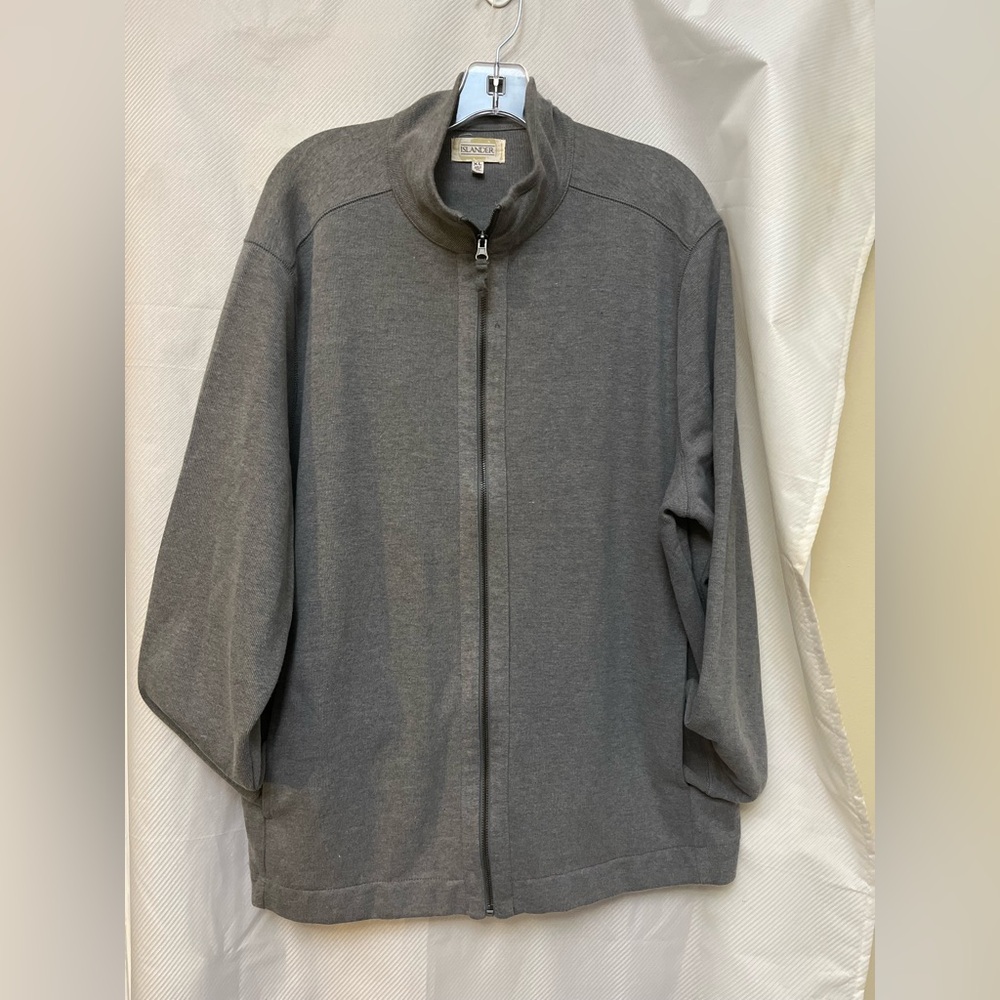 Men’s Islander Gray Cotton Blend zip front sweater Jacket XL good condition